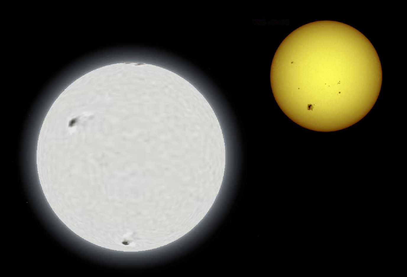 Confronto fra le dimensioni di Sirio A e del Sole